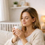 relaxing mom with tea